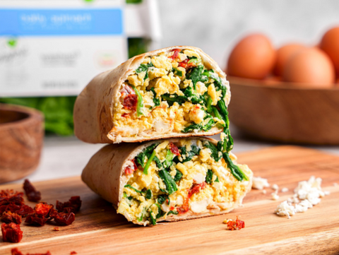 Eggs, Peas & Feta Breakfast Wrap