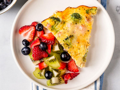 Steak & Potato Crustless Quiche with Fruit Salad