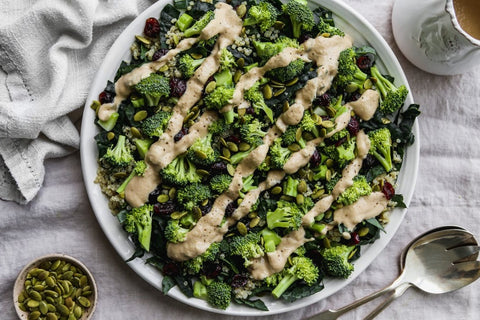 Crunchy Broccoli Kale Salad With Tahini