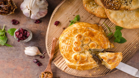 Puff Pastry with Goat Labneh & Cranberries