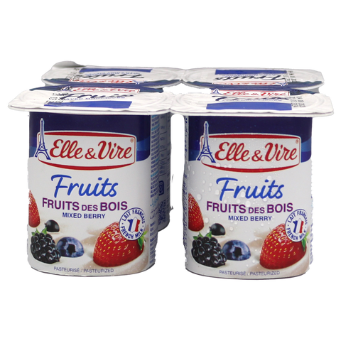 Elle&Vire Dairy Desserts With Mixed Berries 125gx4