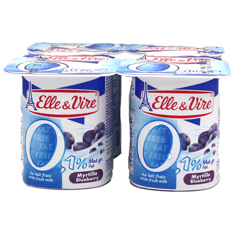 Elle&Vire Dairy Desserts With 0% Fat Blueberry 125gx4