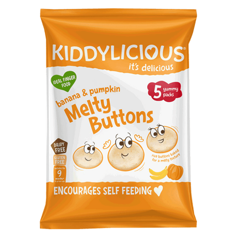 Kiddylicious Melty Buttons Banana & Pumpkin Baby Snack 9 Months+