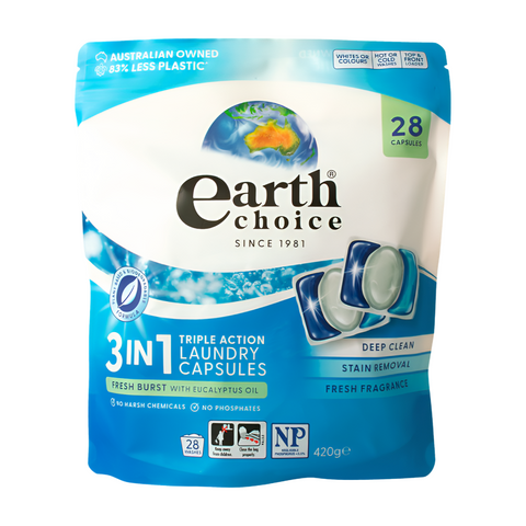 Earth Choice 3in1 Laundry Capsules Fresh Eucalyptus