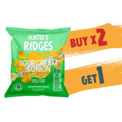 Hunter’s Buy 2 Get 1 Ridges, Thin-Cut Hand Cooked Potato Chips – Sour Cream & Onion