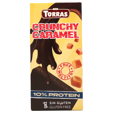 Torras Protein Dark Chocolate Crunchy Caramel Sugar Free