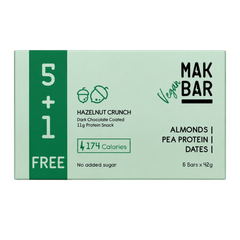 Mak Bar Vegan - Hazelnut Crunch ( 5+1)  -  11G Protein - 42G