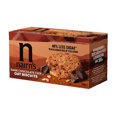 Nairns Dark Chocolate Chip Oat Biscuits 40% Less Sugar