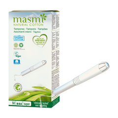Masmi Cardboard Applicator Tampons  Natural Cotton Super 14U
