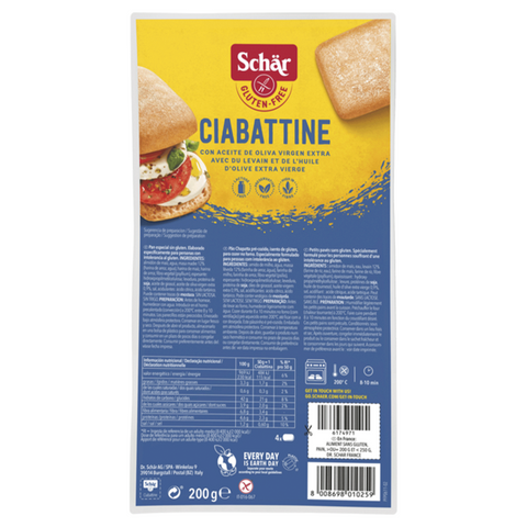 Dr Schar Gluten Free Ciabattine Bread
