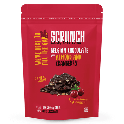 Scrunch Belgian Dark Chocolate Barks with Almond & Cranberry