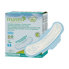 Masmi Ultrathin Extralong Super Pads Natural Cotton With Wings Length 320Mms