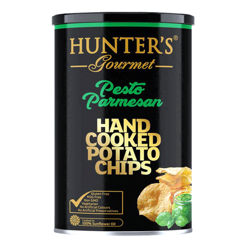 Hunter'S Potato Chips Pesto & Parmesan Canister