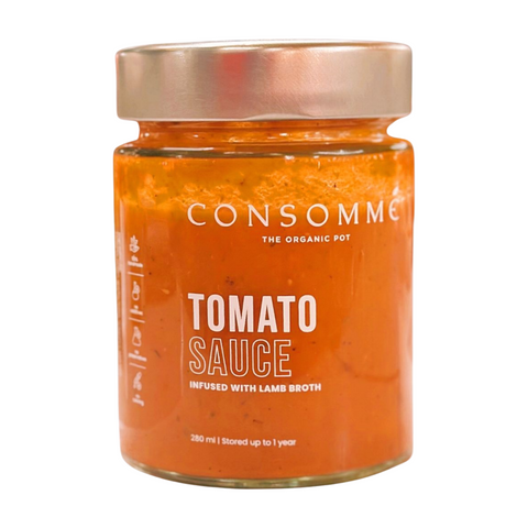 Consommé Tomato Sauce Infused With Lamb Bone Broth