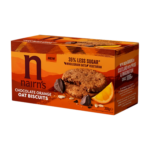 Nairn's Chocolate Orange Oat Biscuits 40% Less Sugar