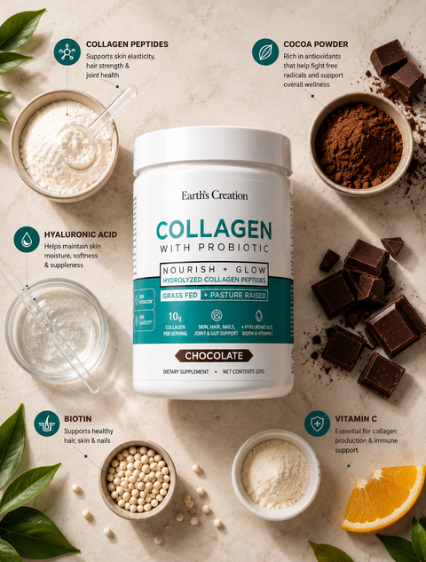 Earth's Creation Chocolate Collagen With Probiotics
