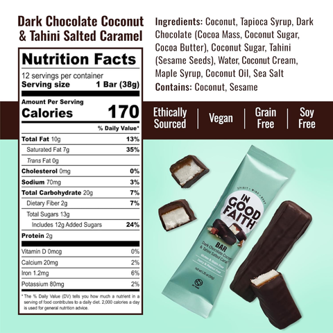 In Good Faith Dark Chocolate Bars Variety Pack  Dark Chocolate Coconut& Salted Caramel And Dark Chocolate Maple Tahini