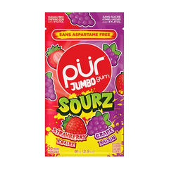 Pur Jumbo Sourz Gum Bag Strawberry Grape