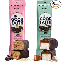 In Good Faith Dark Chocolate Bars Variety Pack  Dark Chocolate Coconut& Salted Caramel And Dark Chocolate Maple Tahini