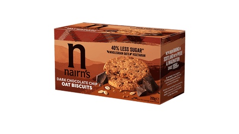 Nairns Dark Chocolate Chip Oat Biscuits 40% Less Sugar
